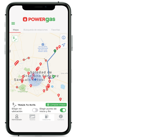 App PowerGAS mapa de estaciones
